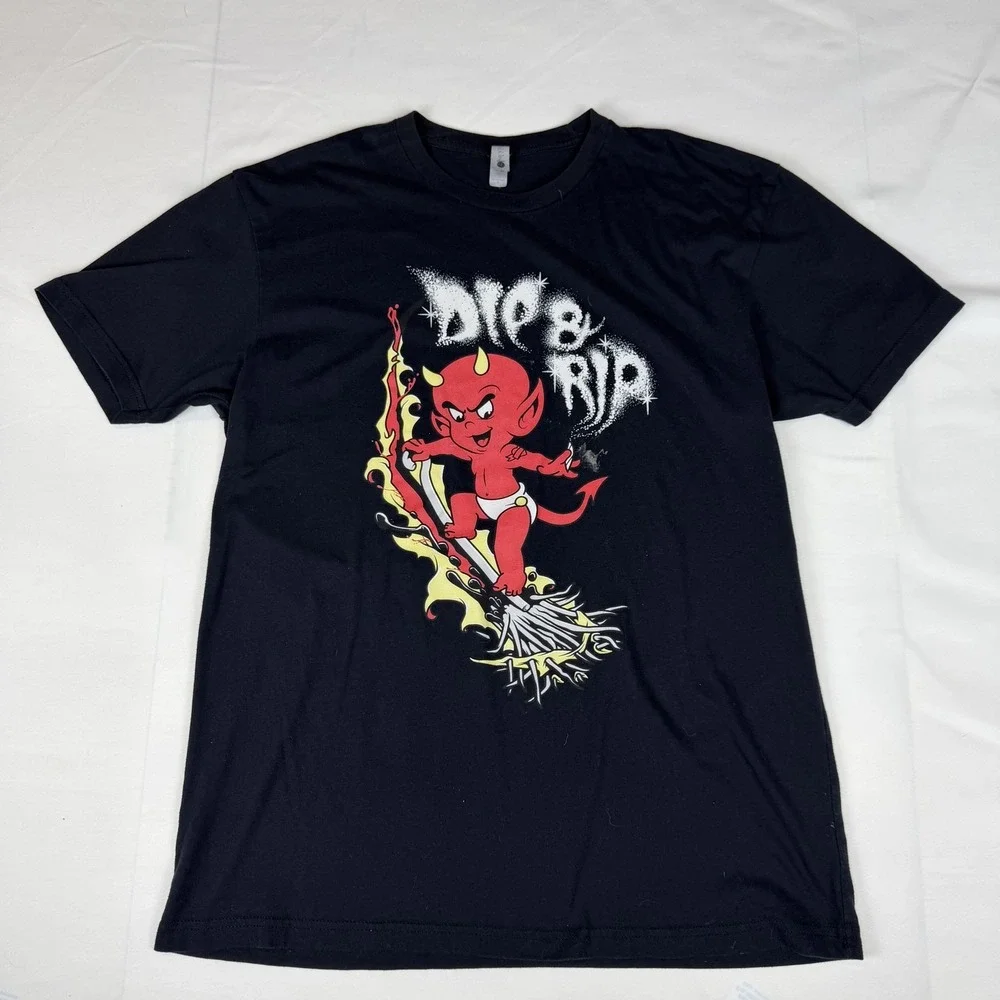 Next Level Apparel Baby Devil Dip & Rip Graphic T-Shirt Men's Black Cotton Blend